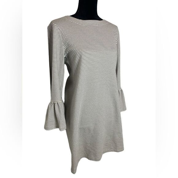 J.CREW BLACK AND WHITE STRIPED BELL SLEEVE COTTON DRESS WOMENS SIZE SMALL - Picture 5 of 8